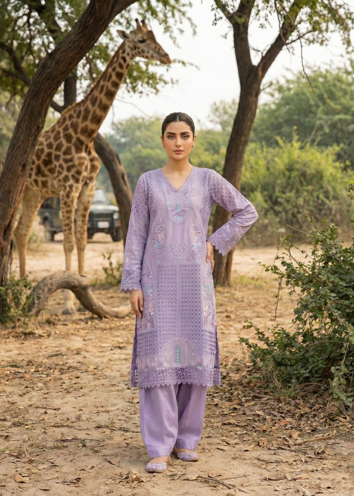 Festive Wear Purple Ash Embroidered Lawn Suit Online in Sri Lanka India Australia