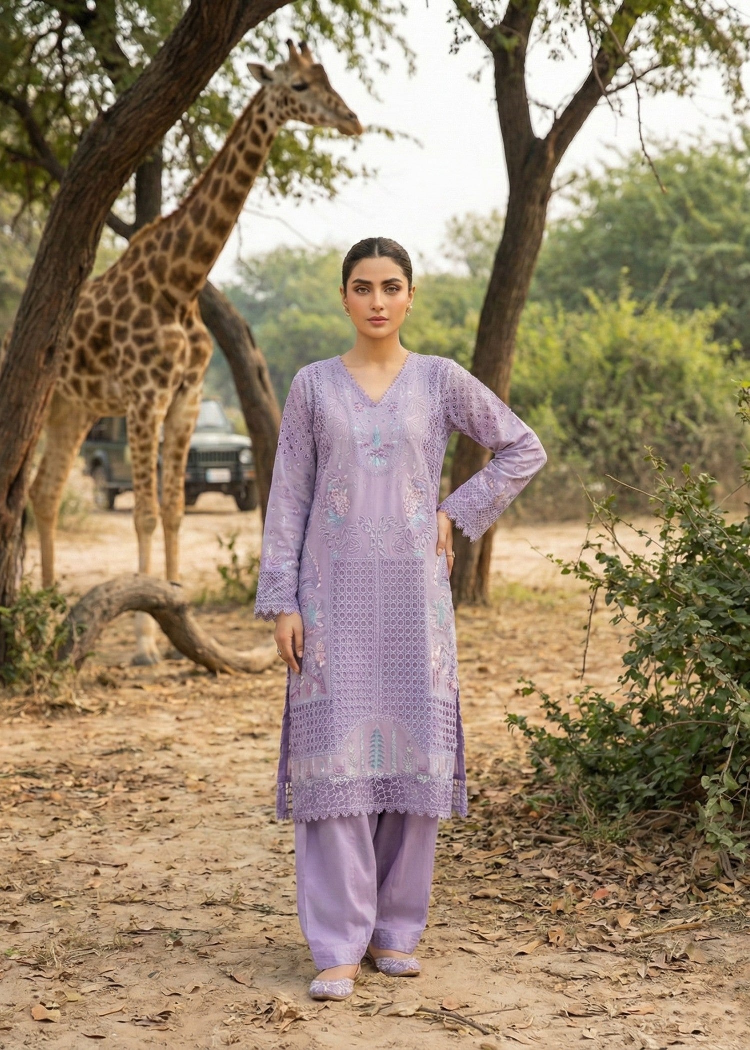 Festive Wear Purple Ash Embroidered Lawn Suit Online in Sri Lanka India Australia