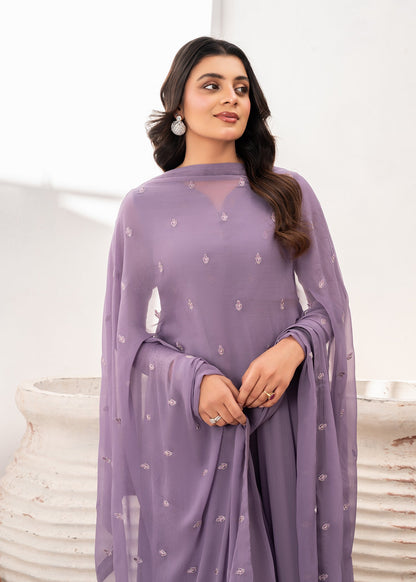 Festive Wear Purple Chiffon Embroidered Suit Online in Sri Lanka India Australia