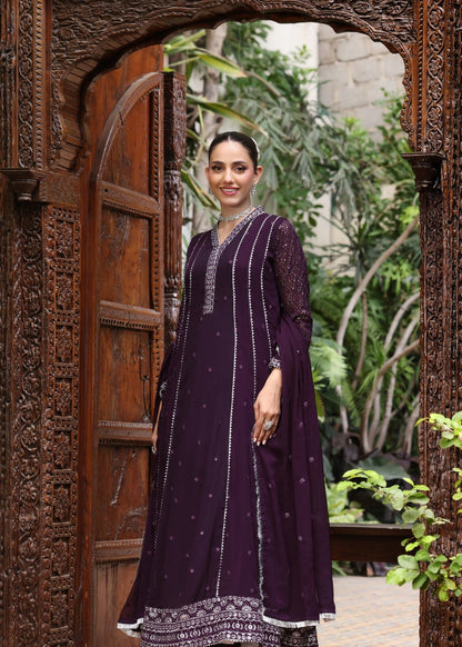 Festive Wear Purple Embellished Chiffon Pishwas Online in Sri Lanka India Australia