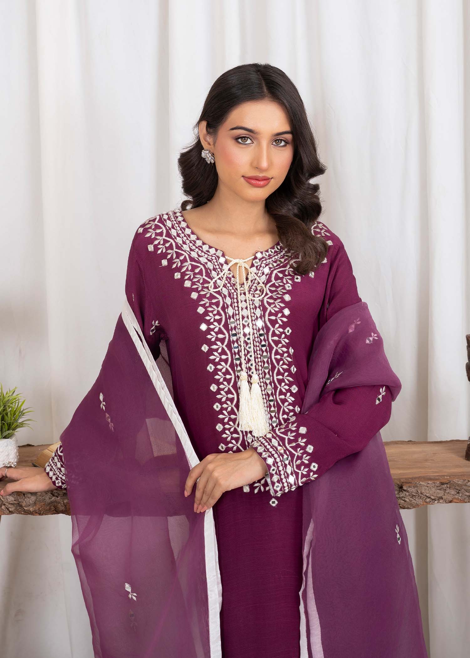 Festive Wear Purple Raw Silk Salwar Kameez Online in Sri Lanka India Australia