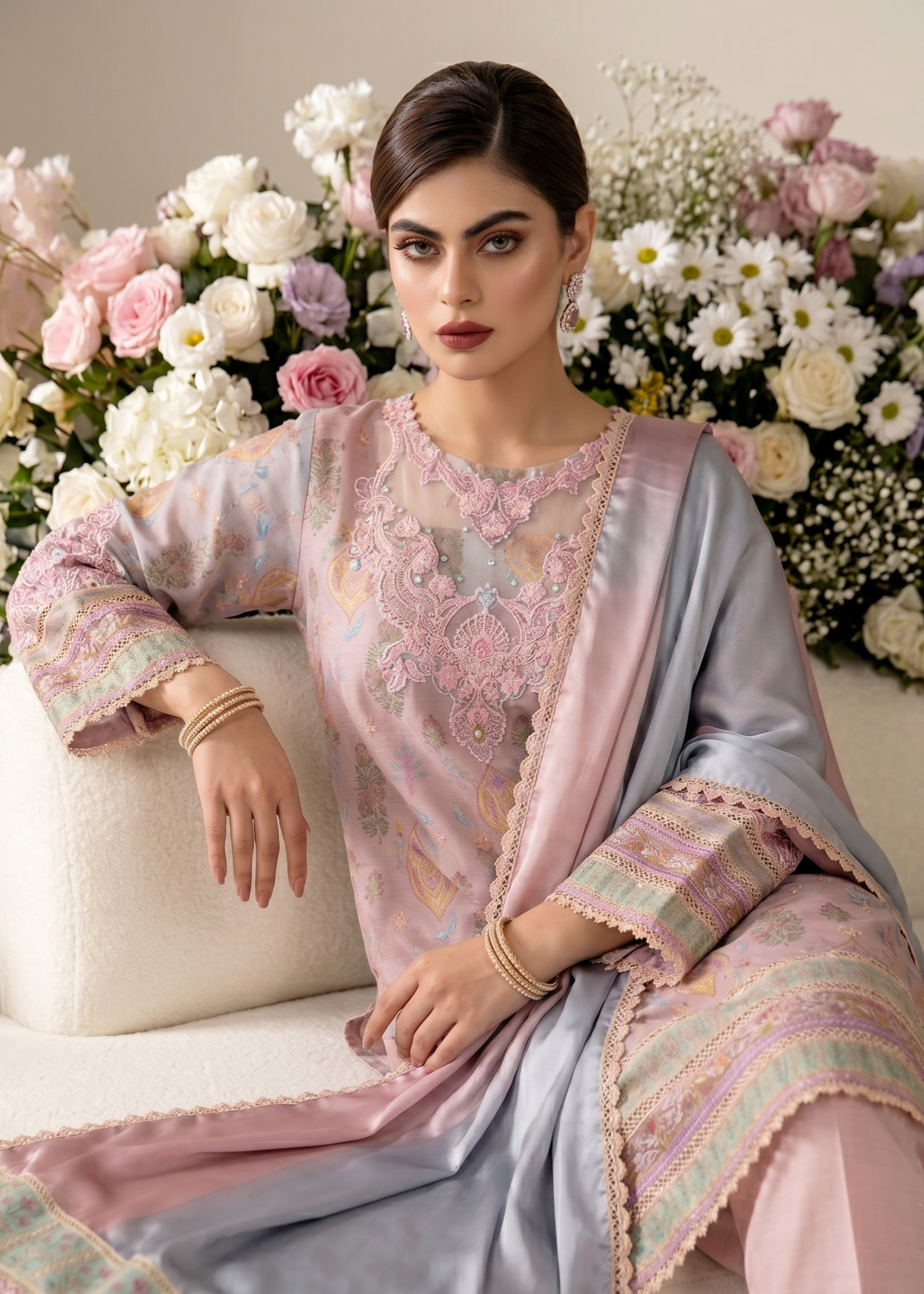 Festive Wear Raw Silk Peach Suit Online in Sri Lanka India Australia