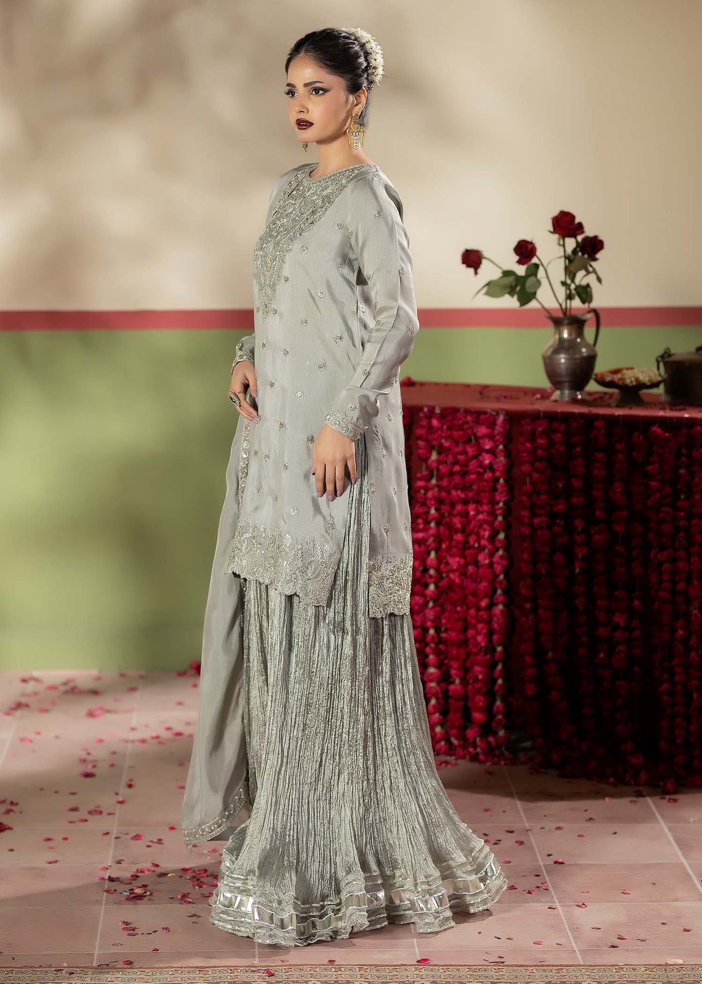 Festive Wear Raw Silk Sharara Suit Online in Dubai DXB UAE Abudhabi Meena Bazaar