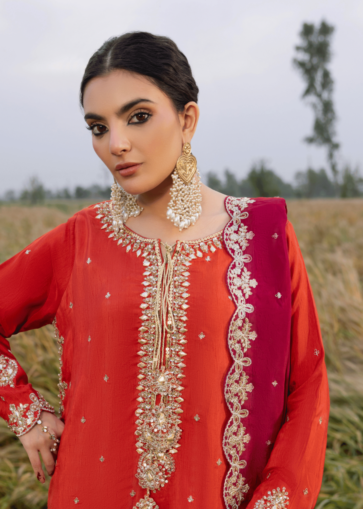 Festive Wear Rust Orange Embroidered Silk Suit Online in Sri Lanka India Australia