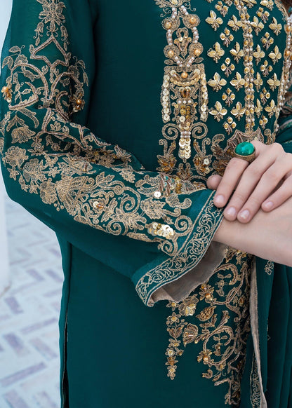 Festive Wear Teal Chiffon Dupatta Suit Online in Sri Lanka India Australia