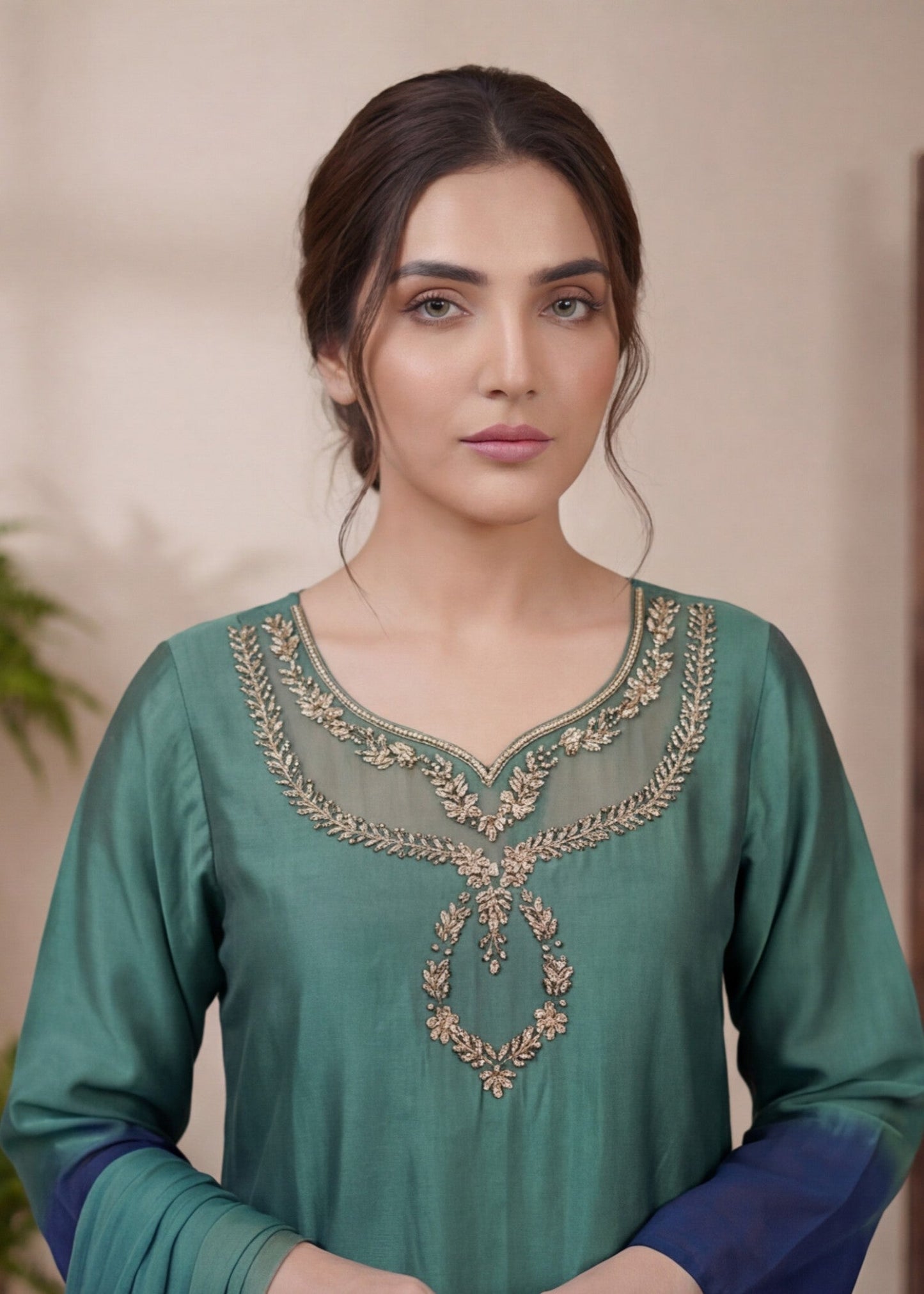 Festive Wear Teal Embellished Silk Suit Online in Sri Lanka India Australia