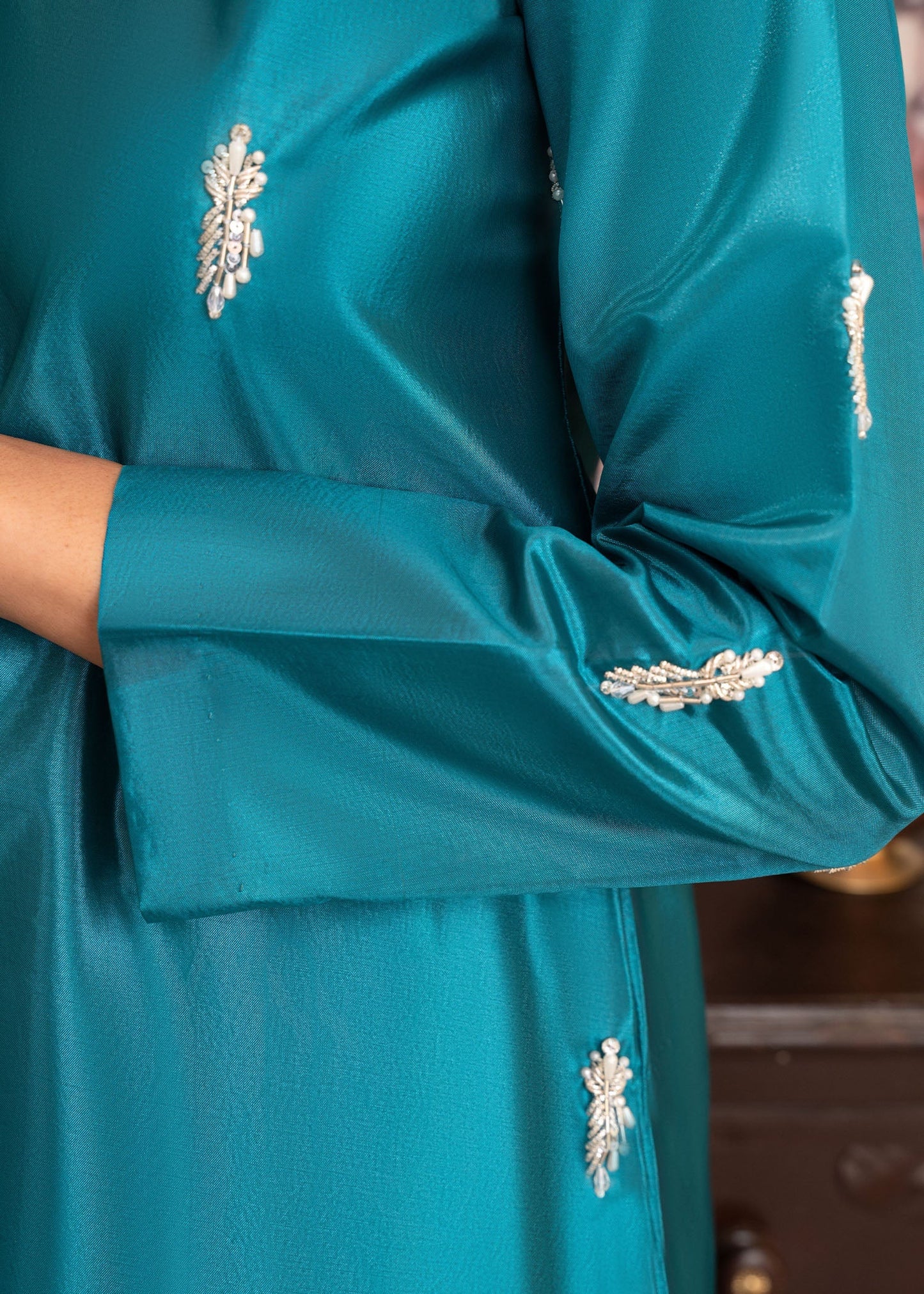 Festive Wear Teal Kattan Silk Suit Online in Dubai DXB UAE Abudhabi Meena Bazaar