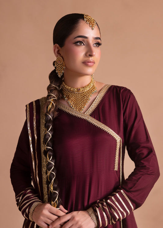 Festive Wear Wine Raw Silk Designer Salwar Suit Online in Sri Lanka India Australia