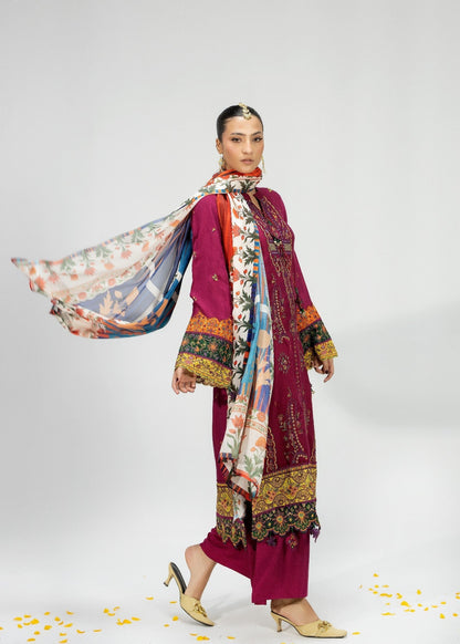 Festive Wear Wine Silk Embroidered Suit Online in Sri Lanka India Australia