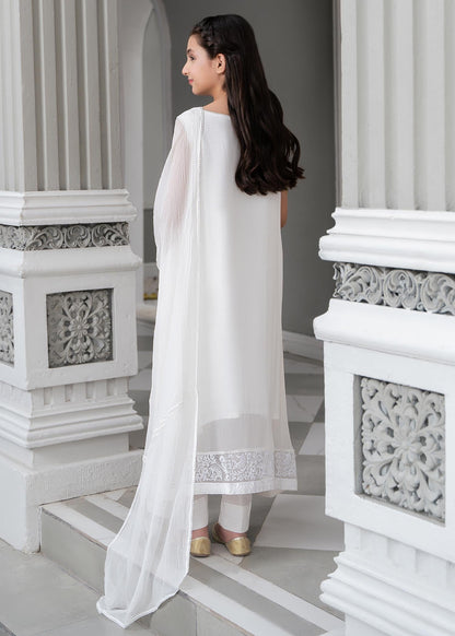 Festive White Chiffon Flared Pishwas Online in Sri Lanka India Australia