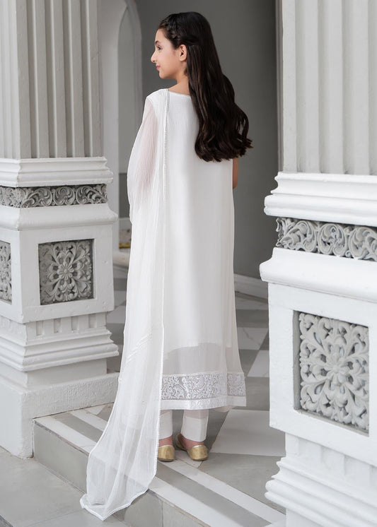 Festive White Chiffon Flared Pishwas Online in Sri Lanka India Australia