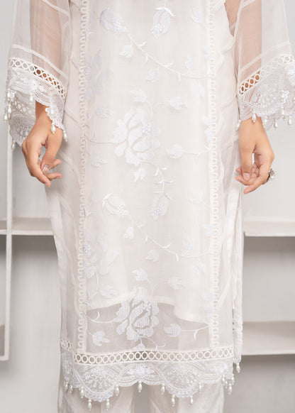 Festive White Organza Embroidered Suit Online in Sri Lanka India Australia