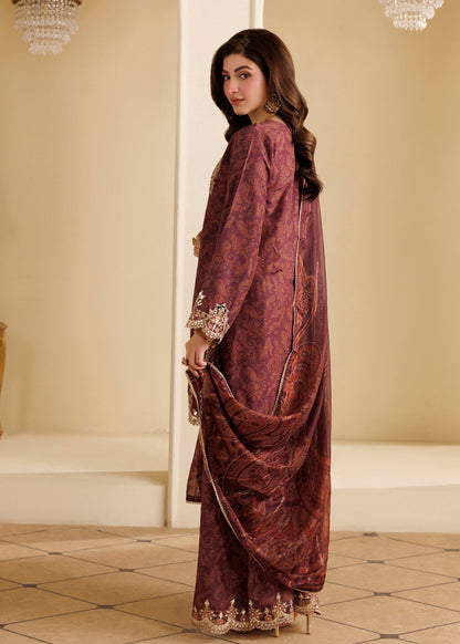 Festive Wine Red Mirror Work Blended Khaddar Unstitched Suit Online in Dubai UAE Abudhabi Ajman Sharjah