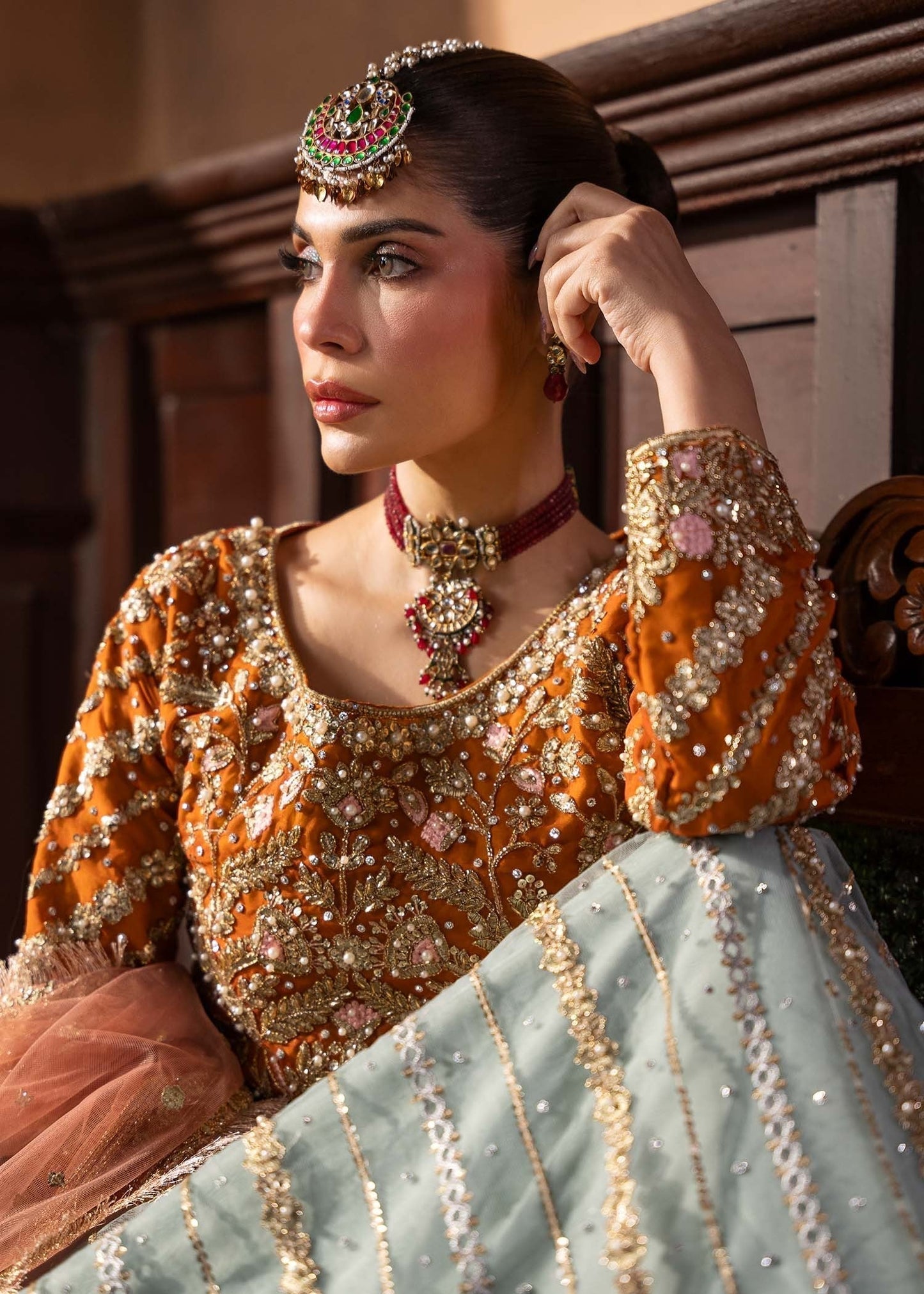 Floral Chiffon Lehenga Dupatta Set Online in Dubai UAE Abudhabi Ajman Sharjah