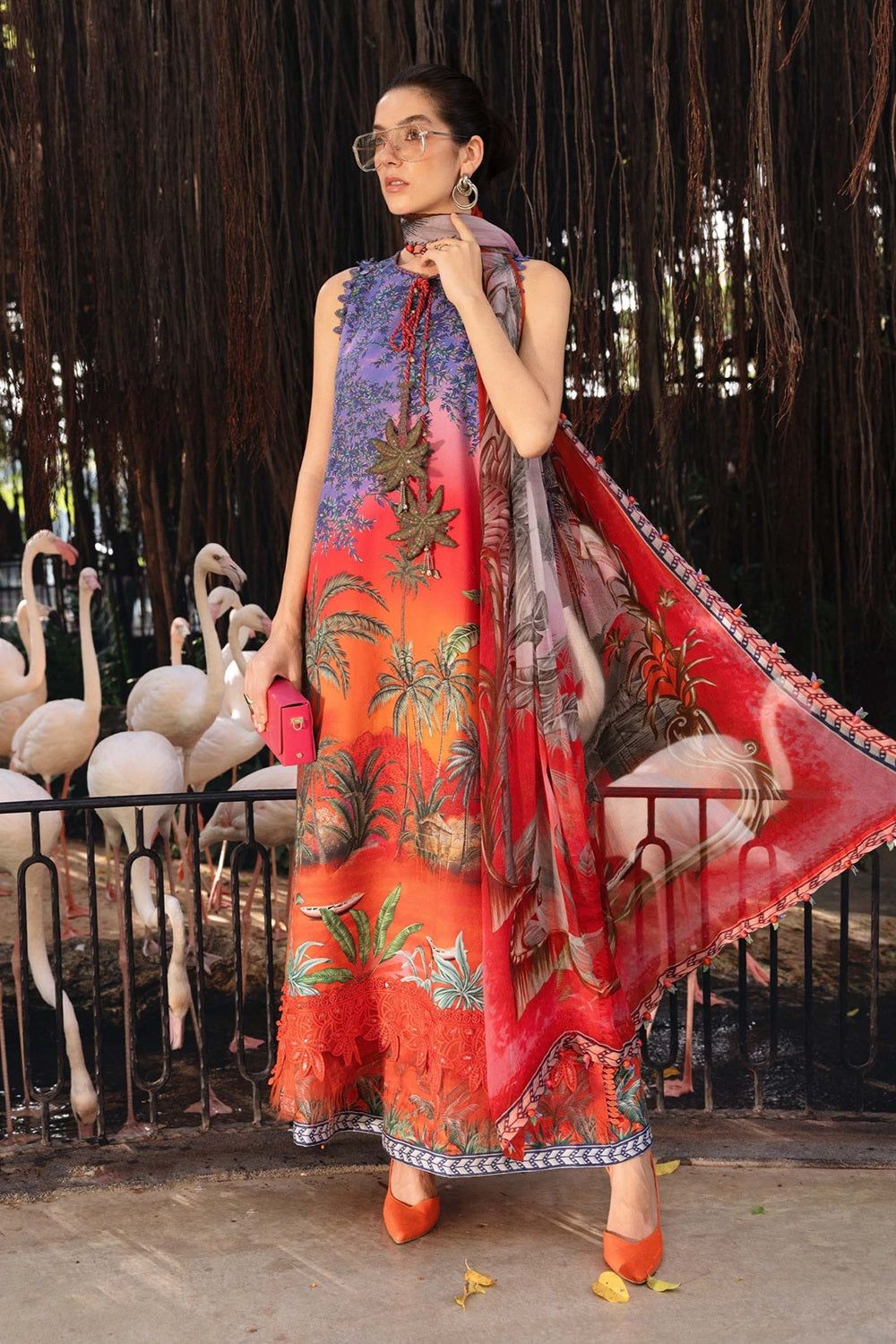 Floral Embroidered Lawn Suit Online in Dubai UAE Abudhabi Ajman Sharjah