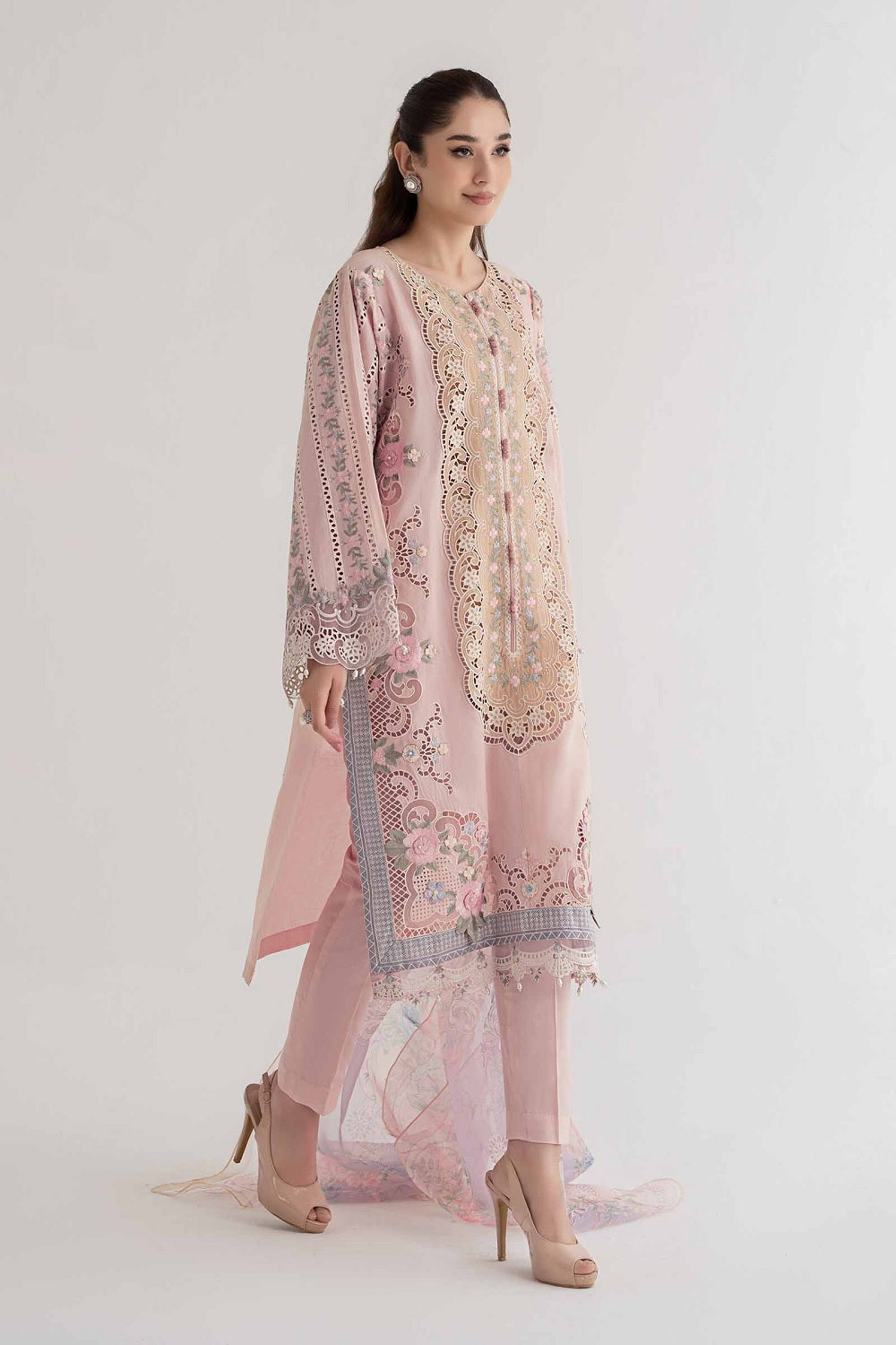 Floral Embroidered Unstitched Lawn Suit Online in UK USA Canada