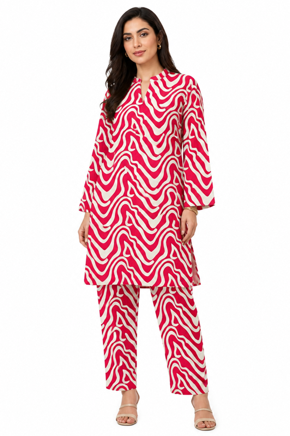 Floral Geometric Printed AirJet Lawn Suit Online in Dubai UAE Abudhabi Ajman Sharjah