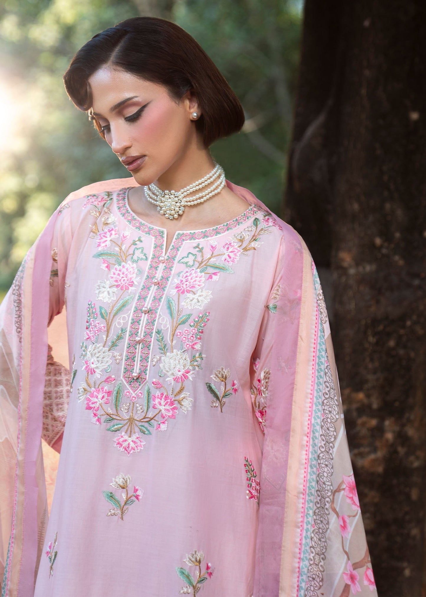 Floral Lawn Dress Material Mauve Pink Online in Dubai DXB UAE Abudhabi Meena Bazaar