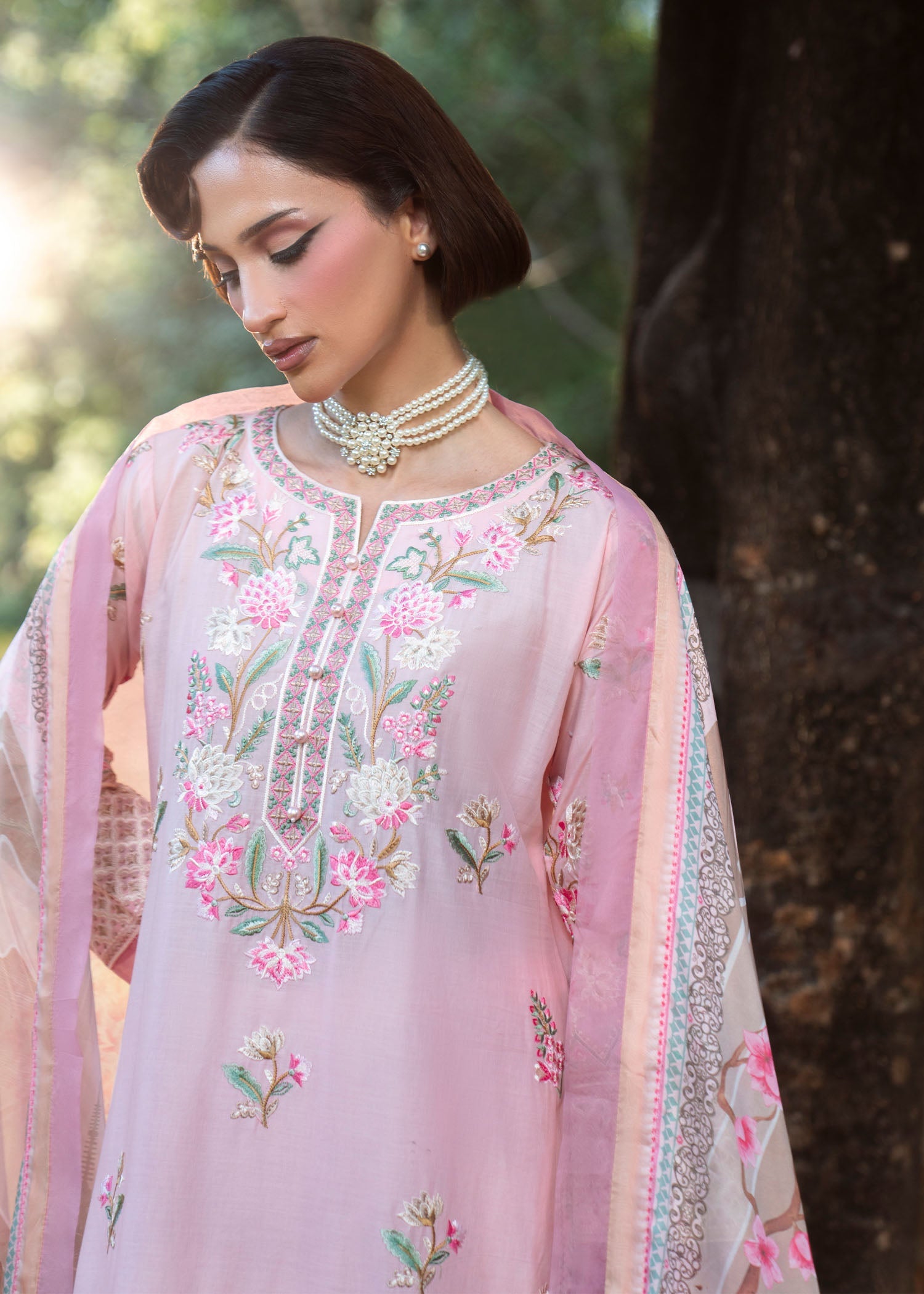 Floral Lawn Dress Material Mauve Pink Online in Dubai DXB UAE Abudhabi Meena Bazaar