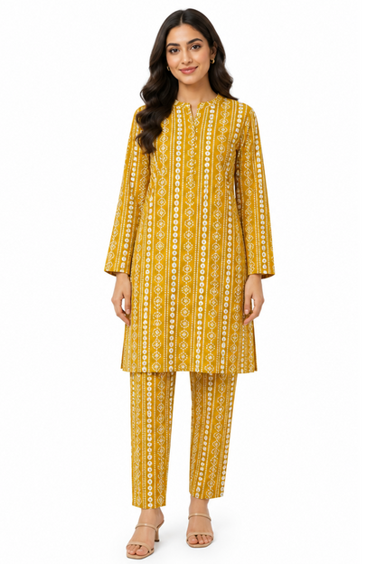 Floral Yellow AirJet Lawn Pakistani Suit Online in Dubai UAE Abudhabi Ajman Sharjah