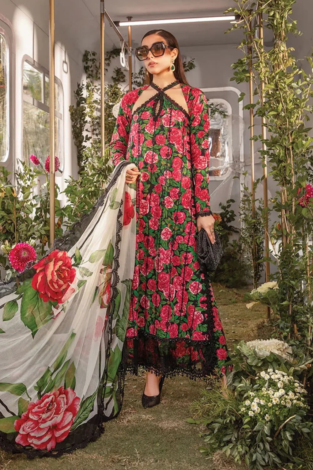 Embroidered Lawn Suit with Chiffon Dupatta