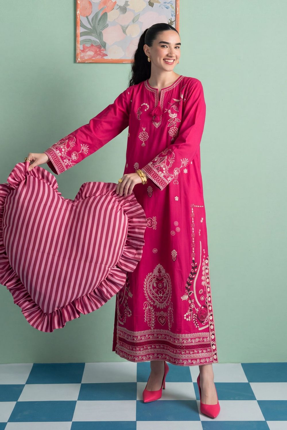 Folly Embroidered Lawn Kaftan Online in Dubai UAE Abudhabi Ajman Sharjah
