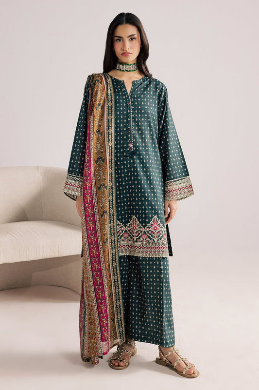 Forest Green Lawn Kurta Set Online in Dubai UAE Abudhabi Ajman Sharjah