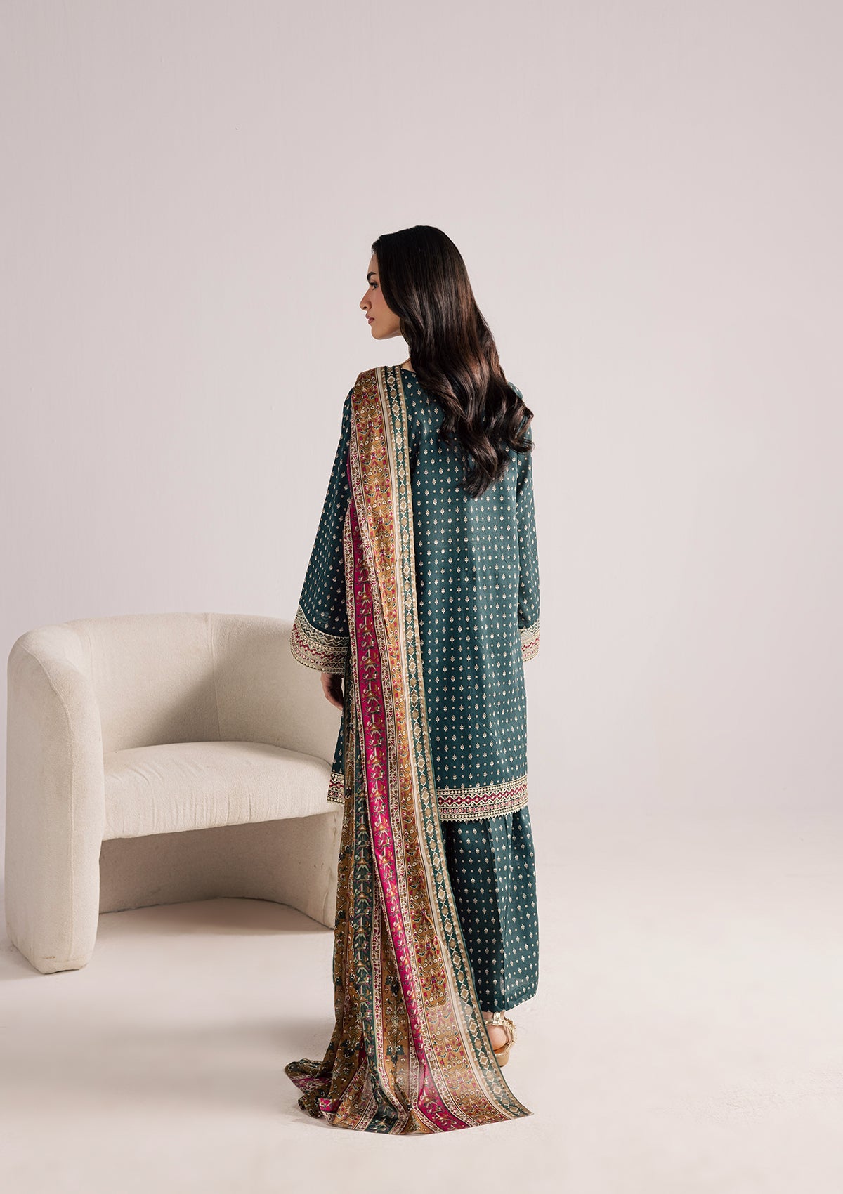 Forest Green Lawn Straight Kurta Set Online in Sri Lanka India Australia