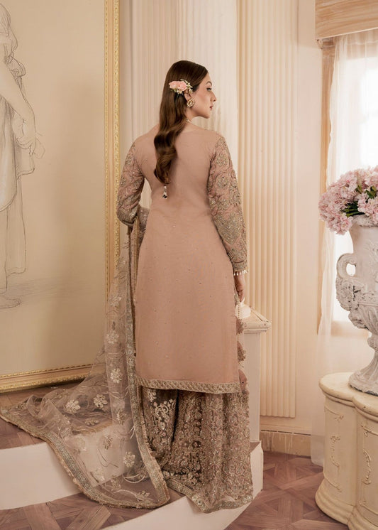 Formal Beige Net Pakistani Gharara Online in Sri Lanka India Australia