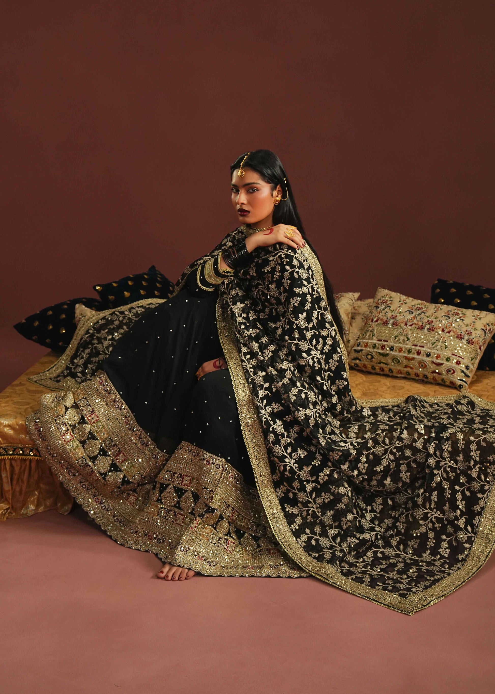 Formal Black Chiffon Embellished Suit Online in Sri Lanka India Australia
