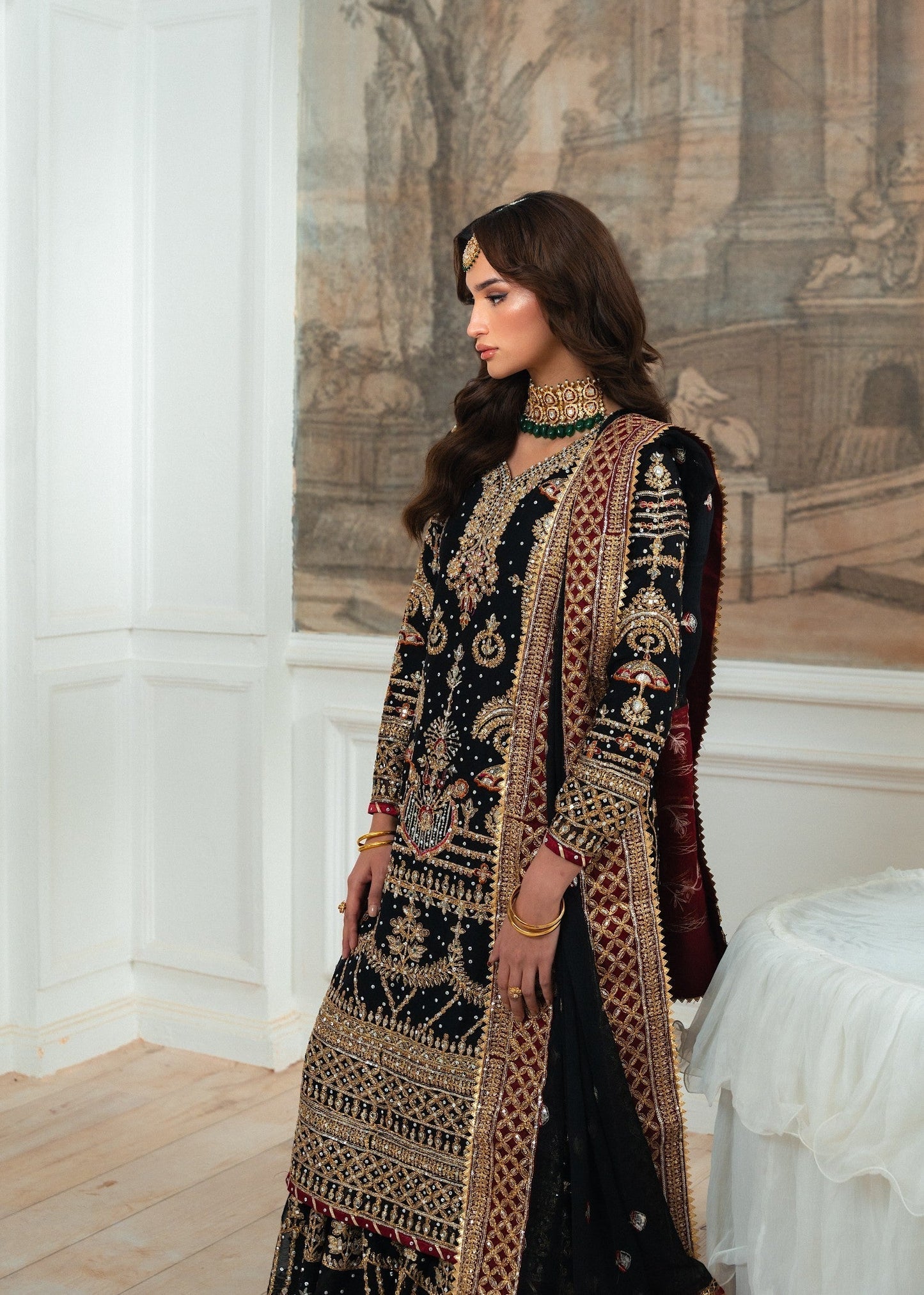 Formal Black Chiffon Wedding Guest Outfit Online in Dubai DXB UAE Abudhabi Meena Bazaar