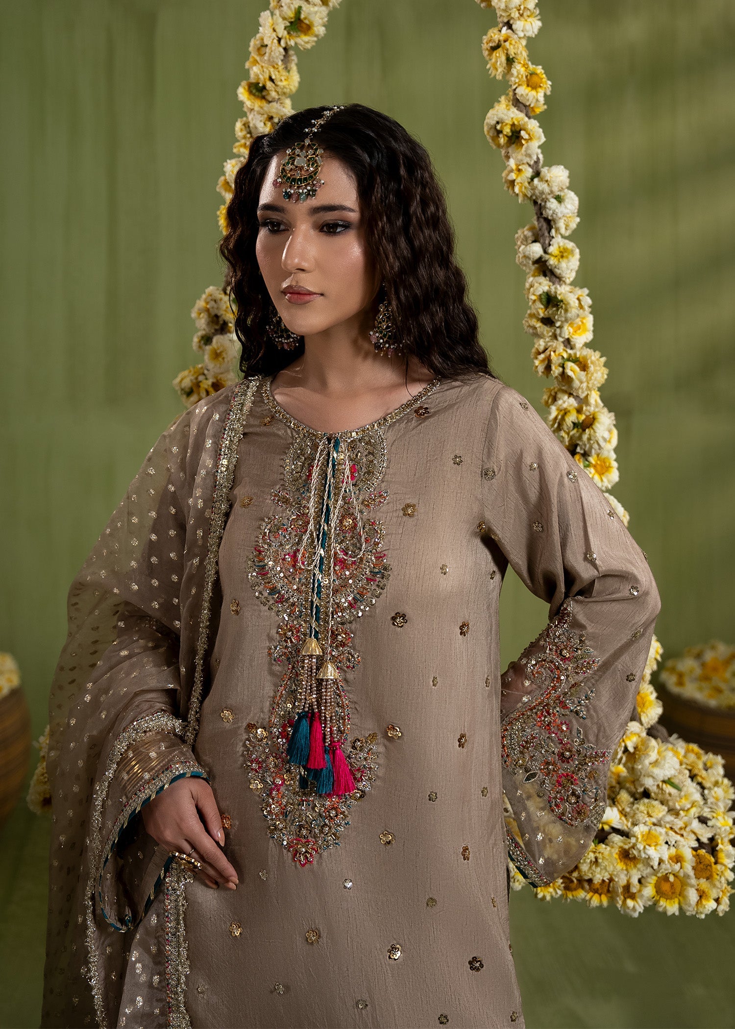 Formal Brown Raw Silk 3 Piece Suit for Women Online in Sri Lanka India Australia
