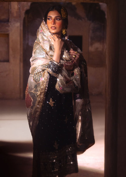 Formal Ebony Embroidered Charmuse Suit Online in Sri Lanka India Australia