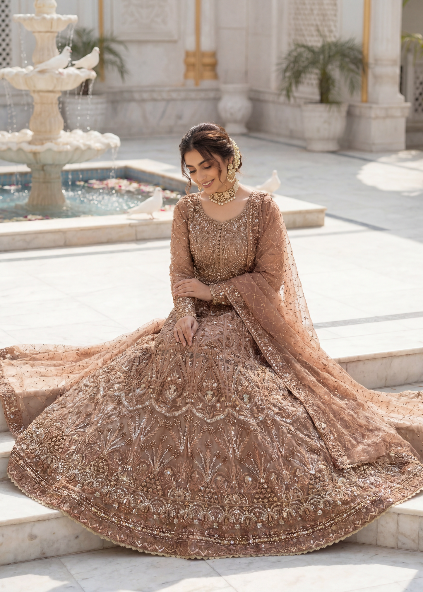 Formal Embellished Net Wedding Guest Wear Suit Online in KSA Riyadh Saudi Arabia Oman Bahrain Qatar