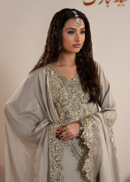 Formal Grey Embroidered Sharara Suit Online in Dubai DXB UAE Abudhabi Meena Bazaar