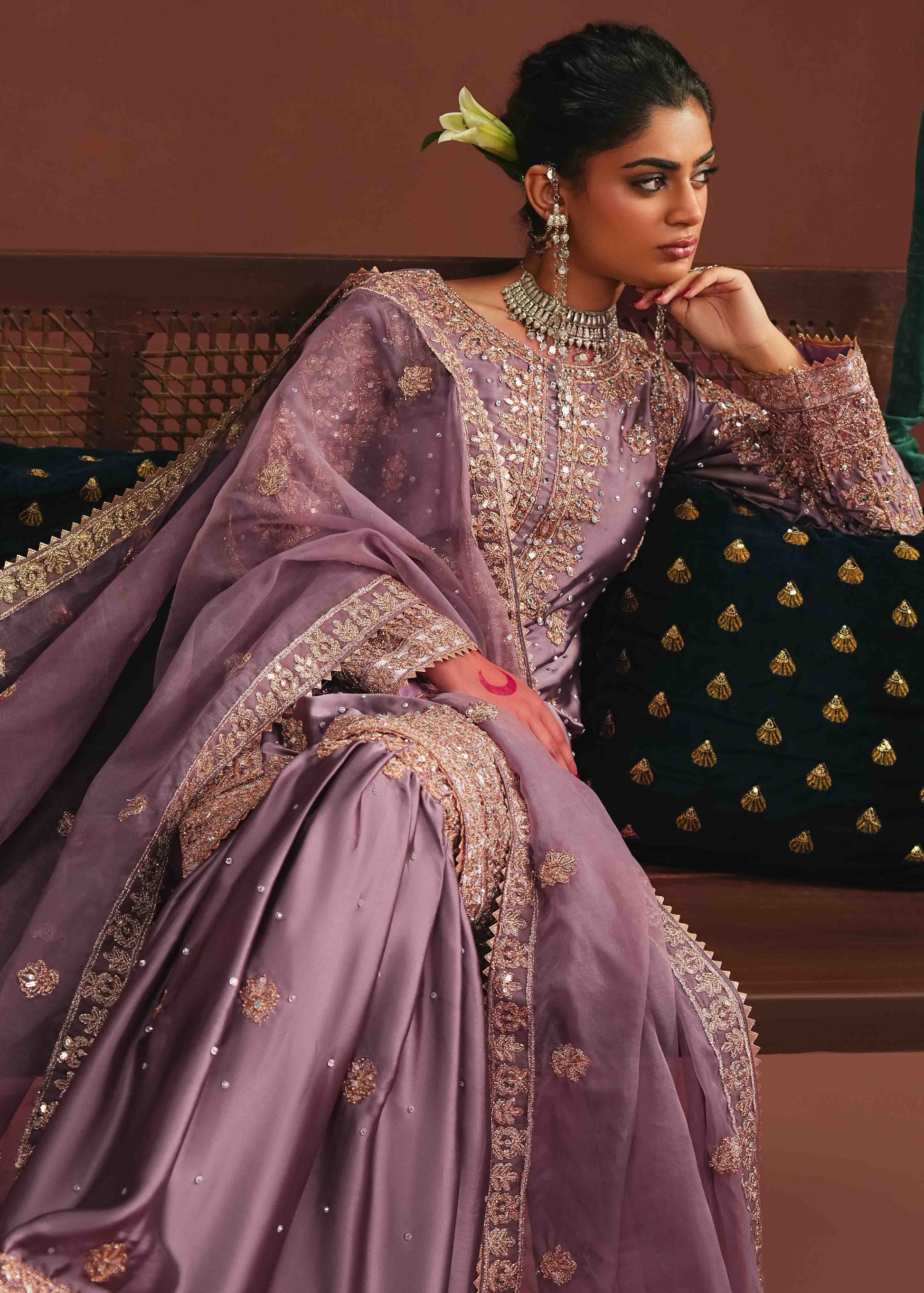 Formal Lavender Silk Gharara Wedding Dress Online in Sri Lanka India Australia