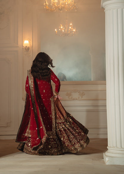 Formal Maroon Chiffon Jamawar Suit Online in KSA Riyadh Saudi Arabia Oman Bahrain Qatar