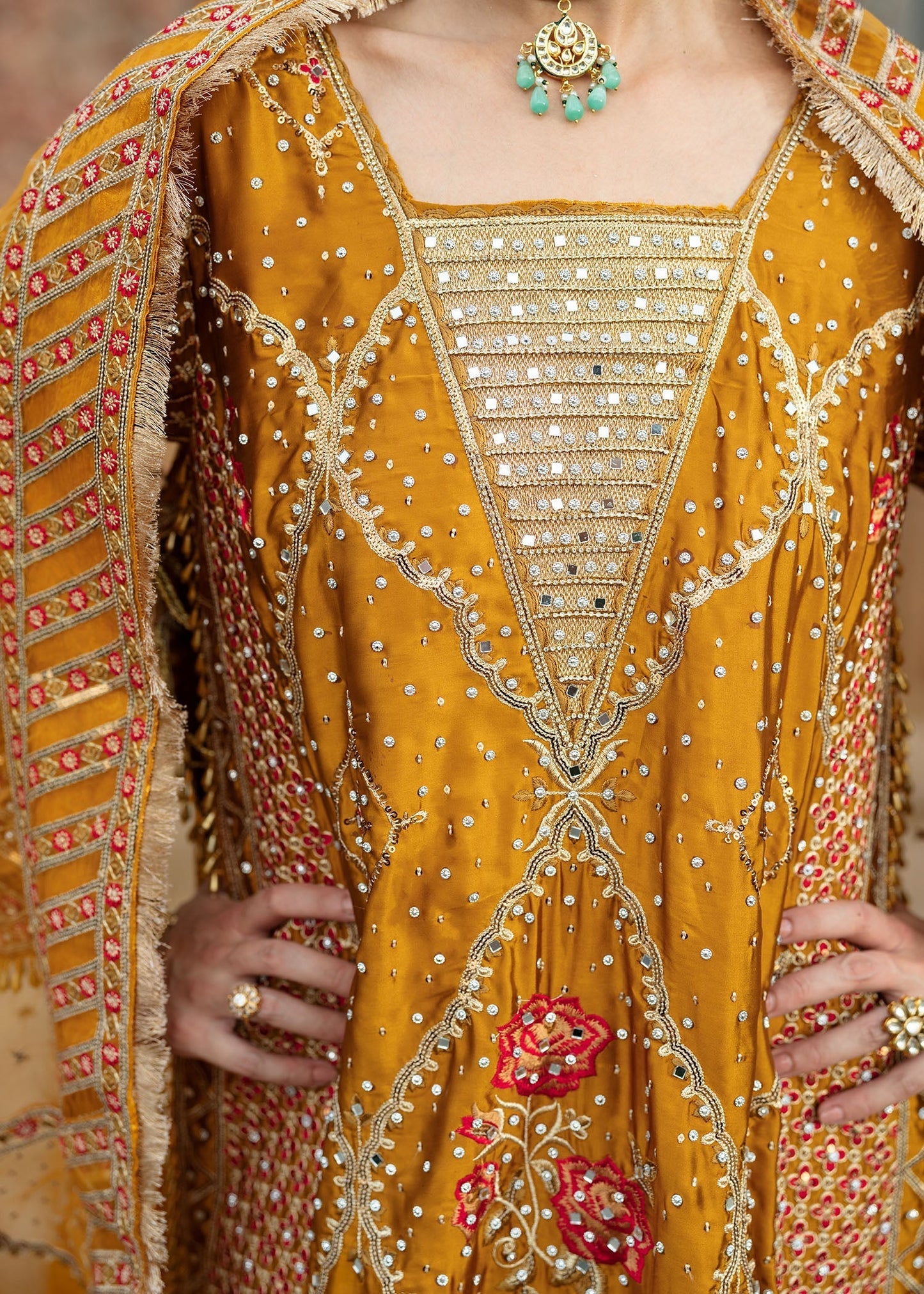 Formal Mustard Jamawar 3 Piece Suit Online in Dubai DXB UAE Abudhabi Meena Bazaar