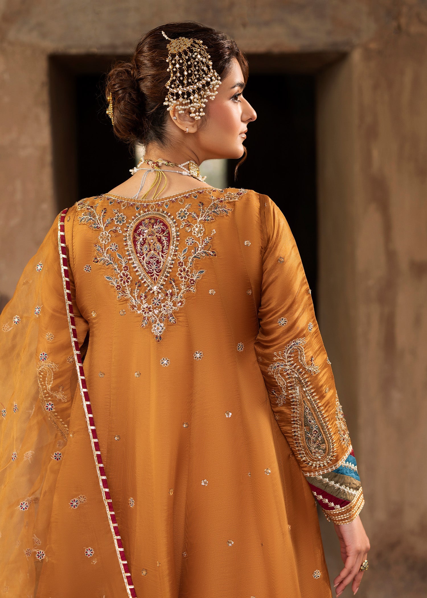 Formal Mustard Silk Pishwas for Women Online in UK USA Canada