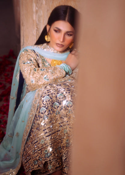 Formal Navy Embroidered Chiffon Pakistani Suit Online in Sri Lanka India Australia