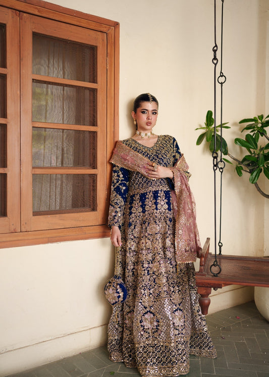 Formal Navy Net Embroidered Maxi Dress Online in Sri Lanka India Australia