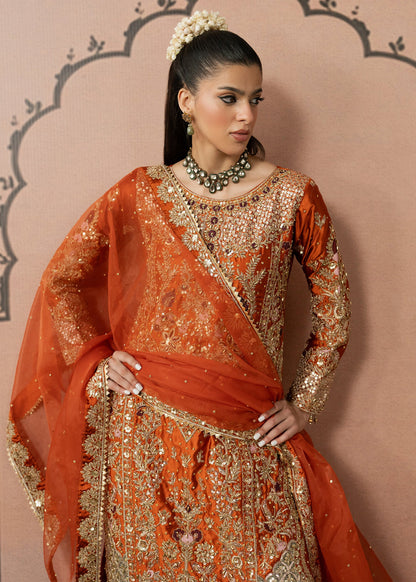 Formal Orange Organza Pakistani Suit Online in Dubai UAE Abudhabi Ajman Sharjah