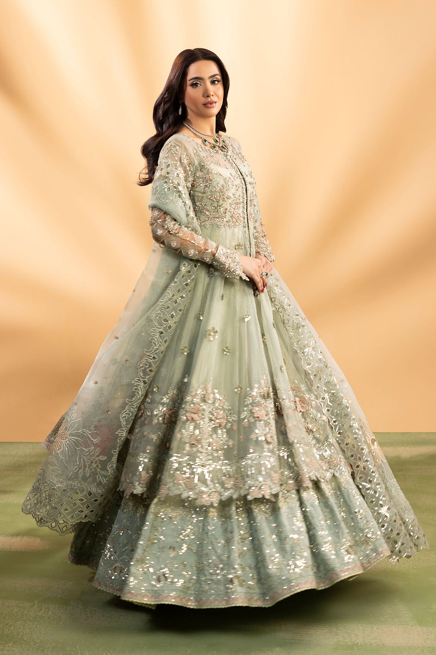Formal Organza Maxi with Raw Silk Trouser Online in Dubai UAE Abudhabi Ajman Sharjah