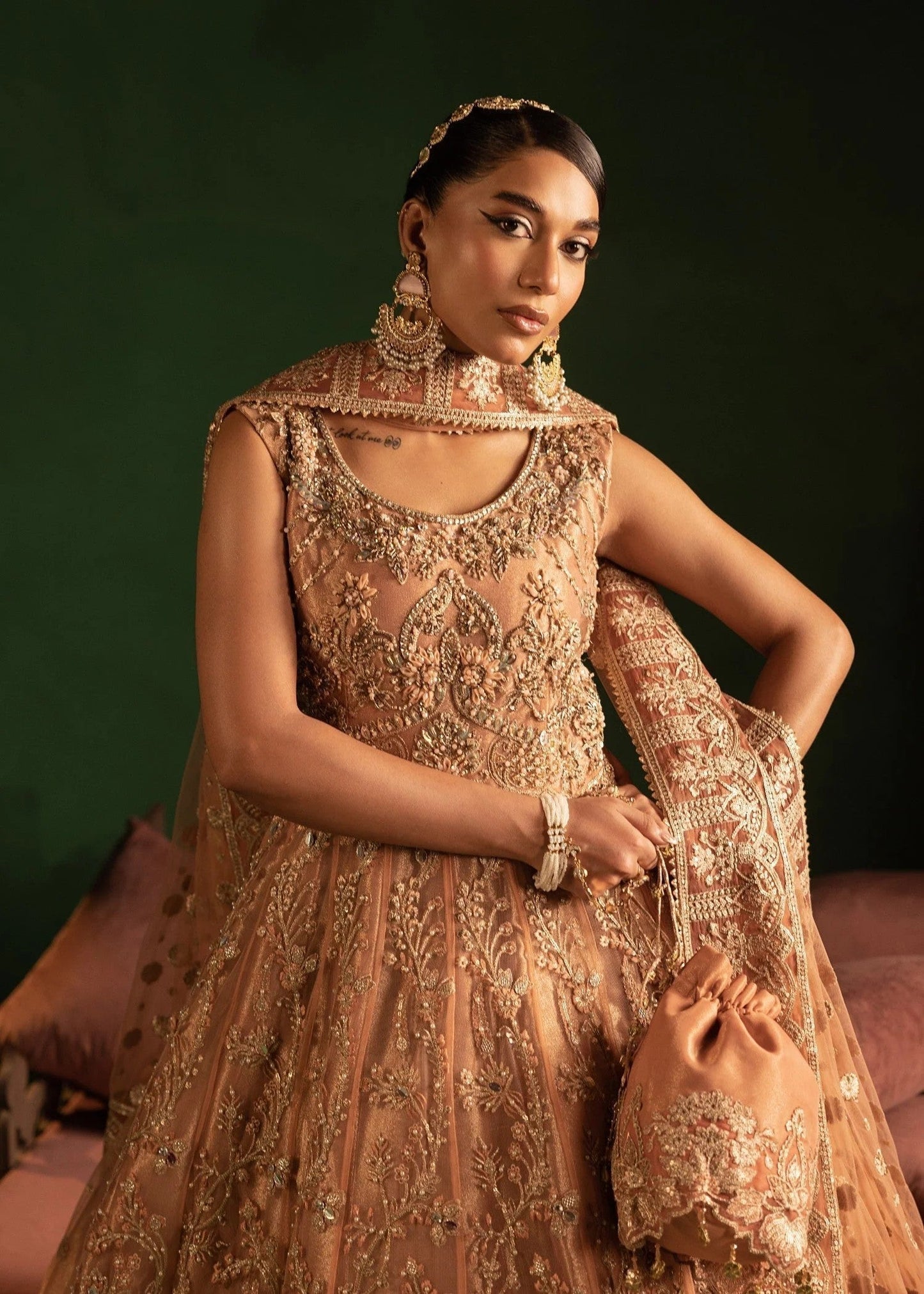 Formal Peach Net Dress Material Online in Sri Lanka India Australia