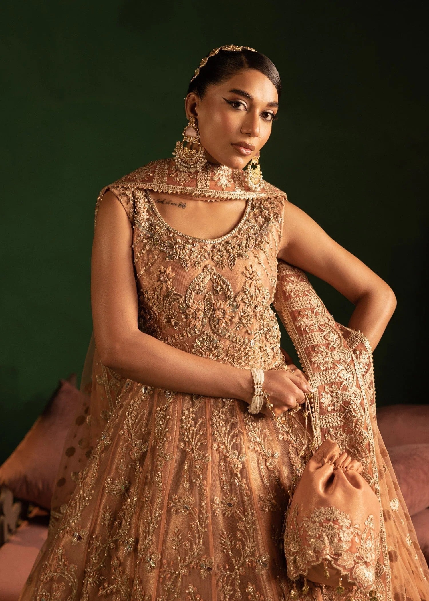 Formal Peach Net Dress Material Online in Sri Lanka India Australia