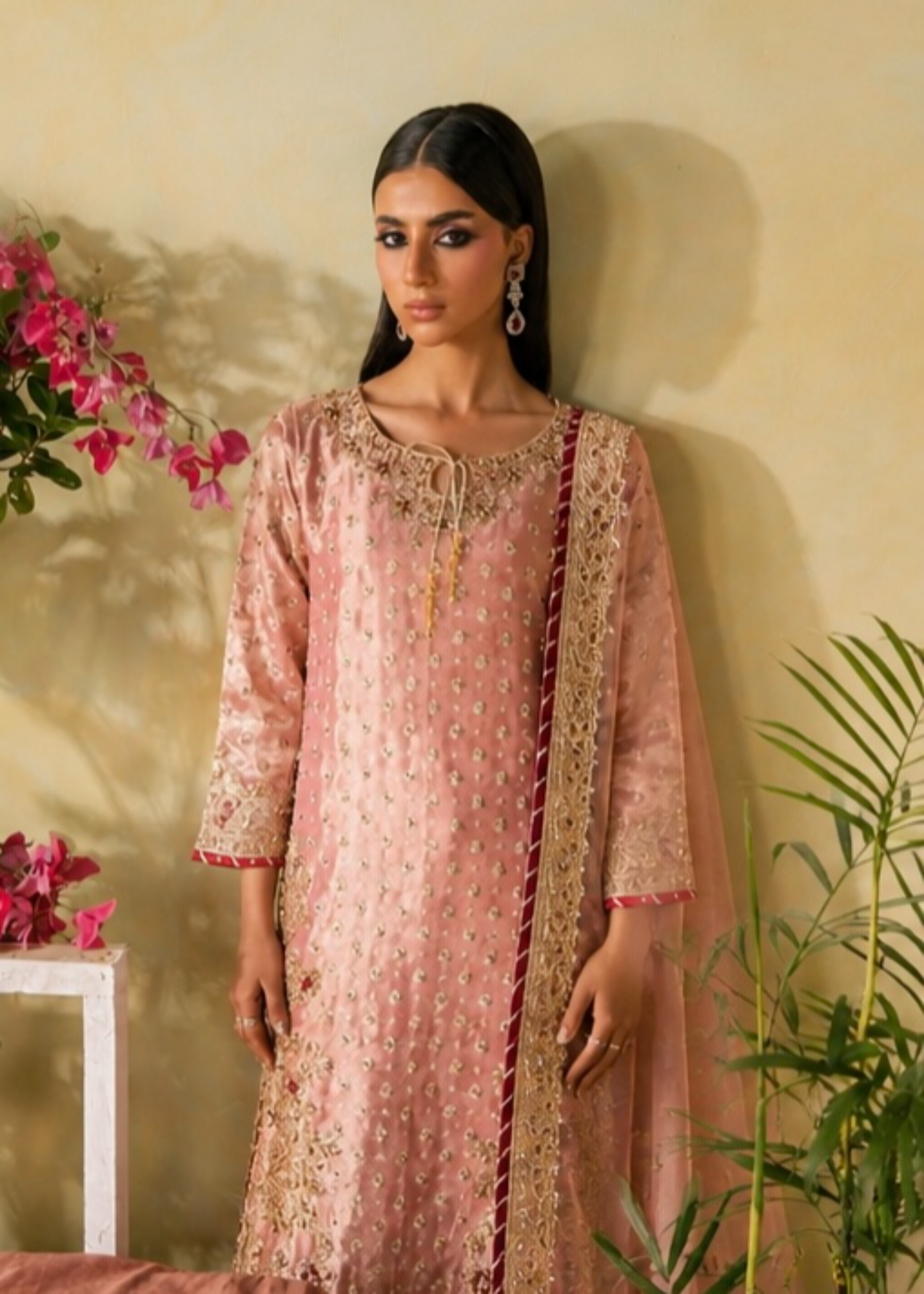 Formal Pink Embroidered Straight Kurta Suit Online in Dubai UAE Abudhabi Ajman Sharjah