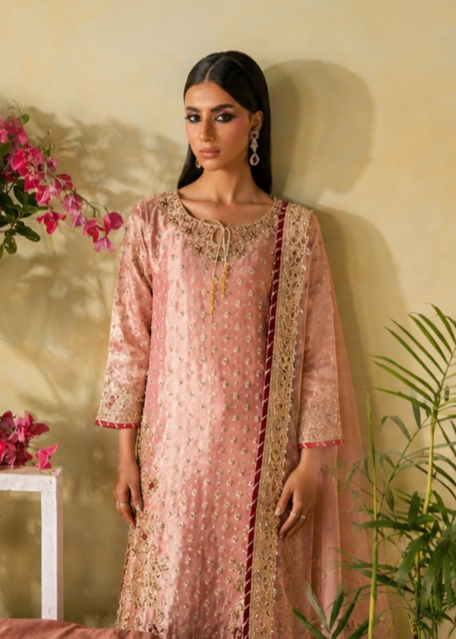 Formal Pink Embroidered Straight Kurta Suit Online in Dubai UAE Abudhabi Ajman Sharjah