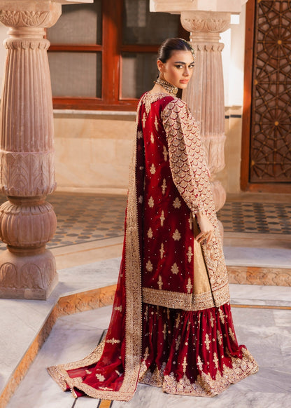 Formal Red Chiffon Pakistani Suit with Sitara Embroidery Online in Dubai DXB UAE Abudhabi Meena Bazaar