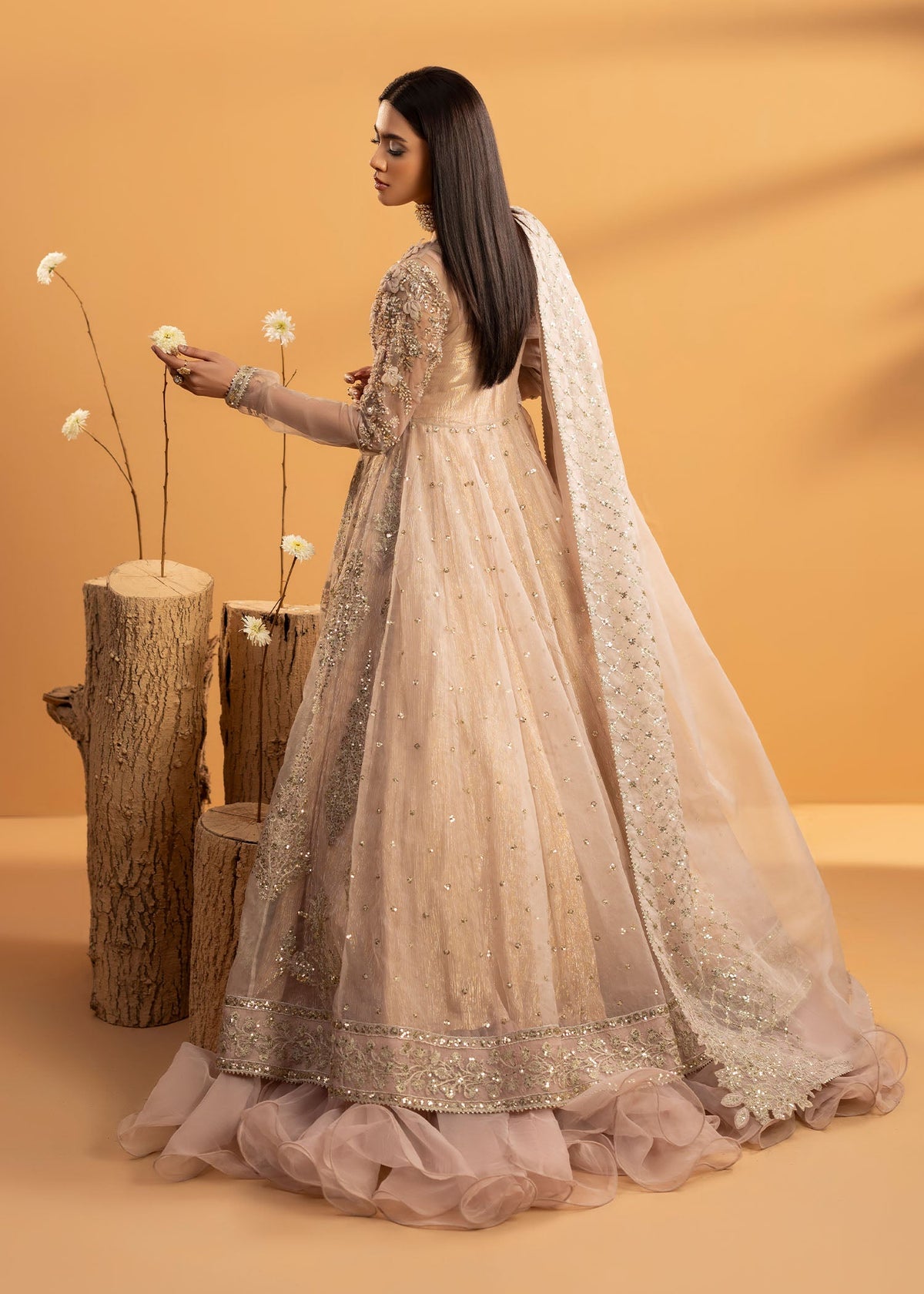 Formal Rose Pink Organza Maxi Salwar Suit Online in Dubai UAE Abudhabi Ajman Sharjah