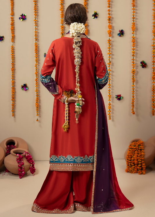 Formal Rust Orange Silk Suit with Dupatta Online in Sri Lanka India Australia